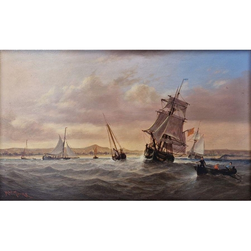 413 - Robert Moore (1905-1963)
  Oil on panel
 Pair of marine paintings depicting coastal scenes with scho... 