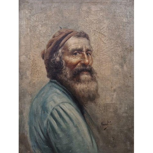 425 - 19th century Italian school (possibly Naples)
 Oil on canvas
 Portrait of an elderly bearded man wea... 