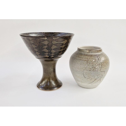 43 - Sheila Casson (b.1930) for Wobage Pottery, a salt-glazed pourer, impressed mark to foot, height 11cm... 