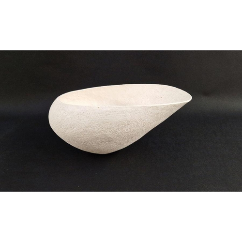 50A - Betty Blandino (1927-2011) Hand built white stoneware vessel of asymmetrical form with textured surf... 