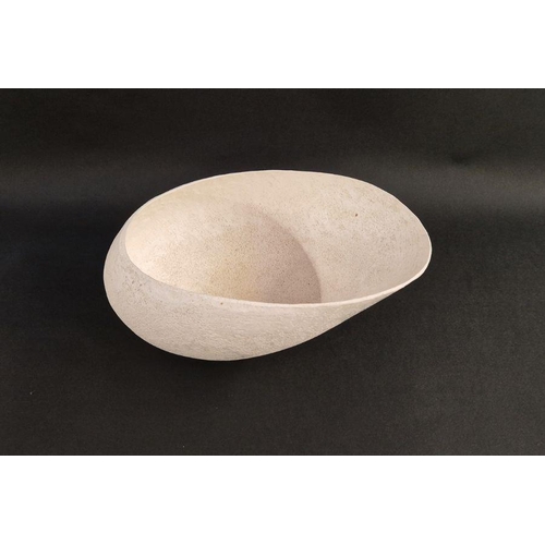 50A - Betty Blandino (1927-2011) Hand built white stoneware vessel of asymmetrical form with textured surf... 