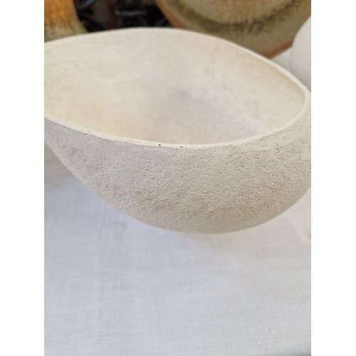 50A - Betty Blandino (1927-2011) Hand built white stoneware vessel of asymmetrical form with textured surf... 