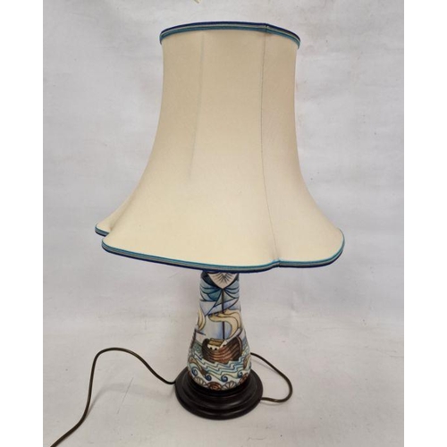 57 - Moorcroft 'Winds of Change' pattern baluster lamp base and original cream silk shade, designed by Ra... 