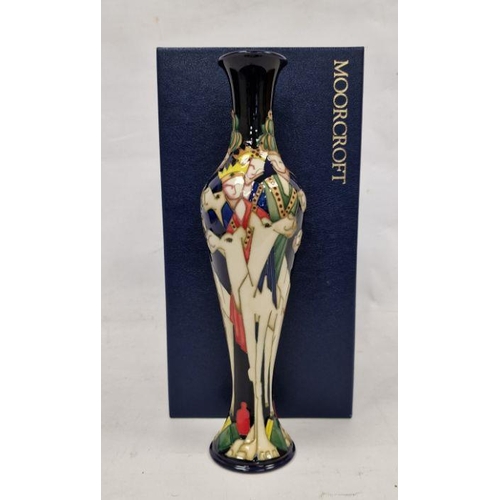 60 - Moorcroft 'Three Kings' pattern tapering slender baluster vase designed by Kerry Goodwin, printed, p... 