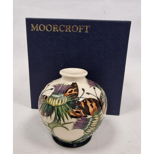 64 - Moorcroft butterfly and thistle pattern vase, designed by Emma Bossons, dated 12th October 2008, pri... 