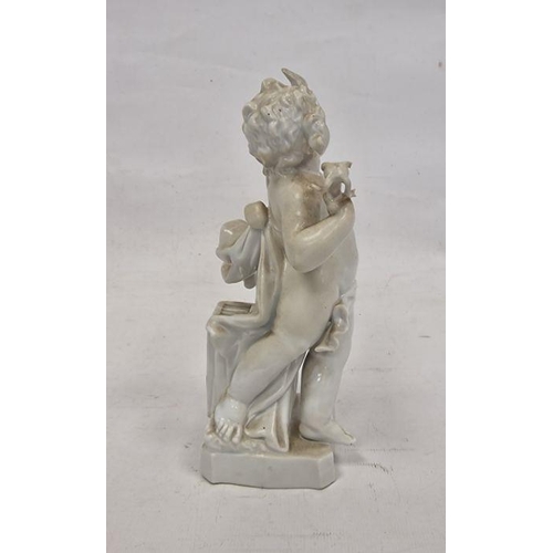 72 - Berlin-style figure of a putto in a white, late 19th century blue sceptre, incised and impressed 311... 