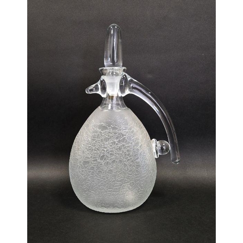 91 - Svaja clear glass decanter with craquelure effect body, height 38cm