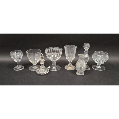 92 - Group of 19th century cut and engraved glassware including two Regency-style cut glass bottles, a Vi... 