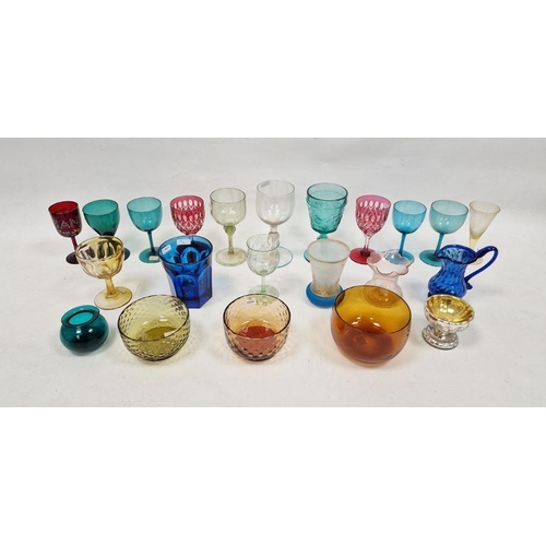 94 - Group of 19th/early 20th century coloured glassware including a Regency amber tinted finger bowl, tw... 