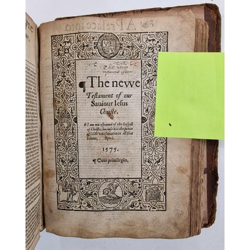 93 - Bible - English (Bishop's Bible) published Richard Jugge circa 1575, four separate subsection tp, do... 