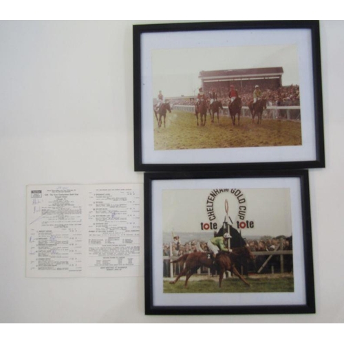 111 - Horse racing memorabilia to include signed race cards, framed photographs and badges, to include rac... 