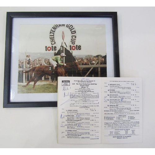 111 - Horse racing memorabilia to include signed race cards, framed photographs and badges, to include rac... 