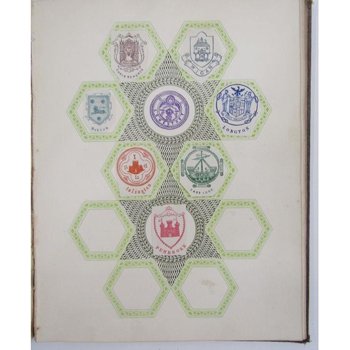 116 - Crests and monograms - three albums variously printed and with hand colouring and having applied mil... 