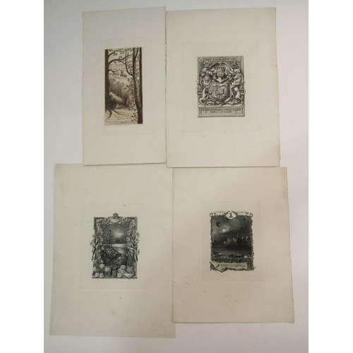 117 - Collection of late 19th/early 20th century bookplates, variously etching and drypoint, etching and a... 