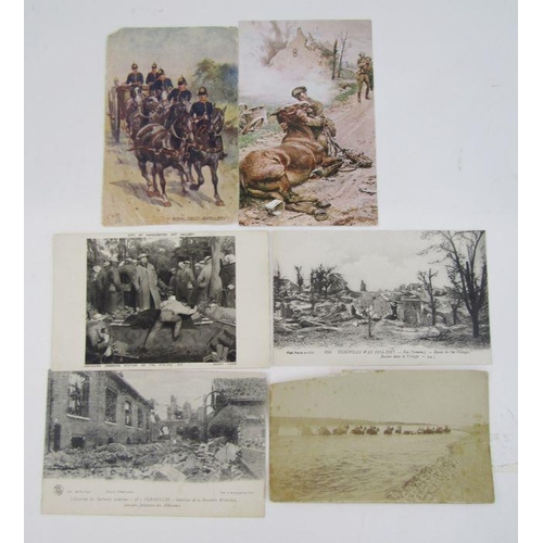 128 - Two albums, each of 200 WWI postcards, France and Belgium, to include troop movements, battles, ruin... 