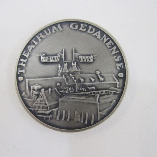 148 - Polish commemorative medal for the visit of HRH Prince of Wales and pin.