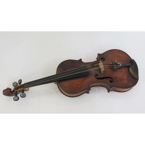 150 - 19th century violin, possibly French, bearing paper label to interior marked 'Bernard Fendt', the eb... 