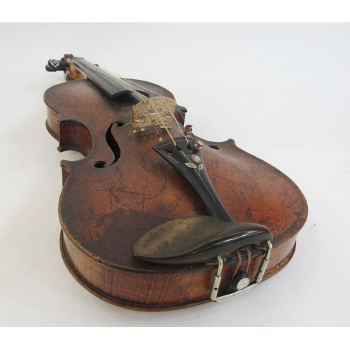 150 - 19th century violin, possibly French, bearing paper label to interior marked 'Bernard Fendt', the eb... 