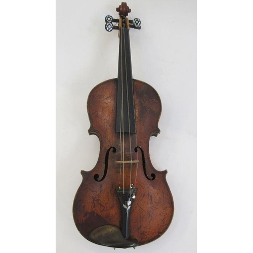 150 - 19th century violin, possibly French, bearing paper label to interior marked 'Bernard Fendt', the eb... 