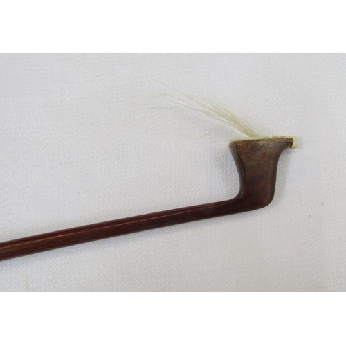 151 - Violin bow having silver mounts and aventurine inlay, stamped 'Sartory', 74cm long.