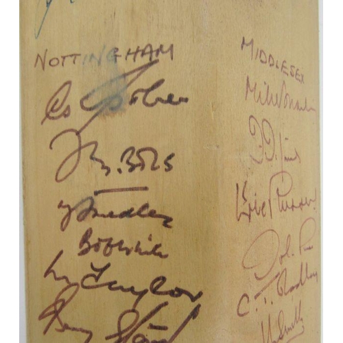 164 - Warsop-Hendren Improved Conqueror cricket bat with signatures from Worcester, Essex, Sussex and Glou... 