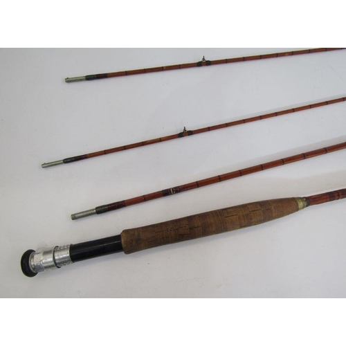 182 - Hardy Palakona four-section split cane fly fishing rod in orange bag.