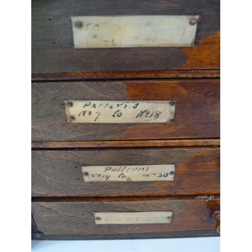 188 - Vintage stained wood fishing fly table-top chest of four drawers, registered no.391193, to include M... 