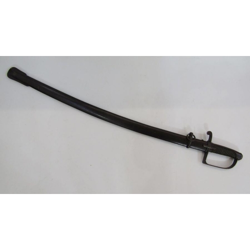 201 - Italian 1833 mounted artillery sabre with steel hand guard and wire bound grip. Together with steel ... 