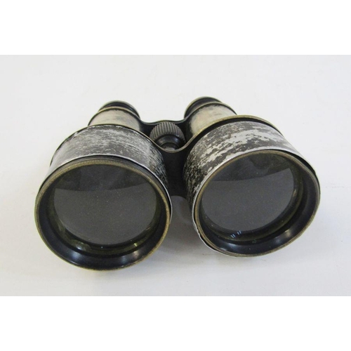 202 - WWI era binoculars in leather case stamped with broad arrow. Together with an artillery clinometer s... 