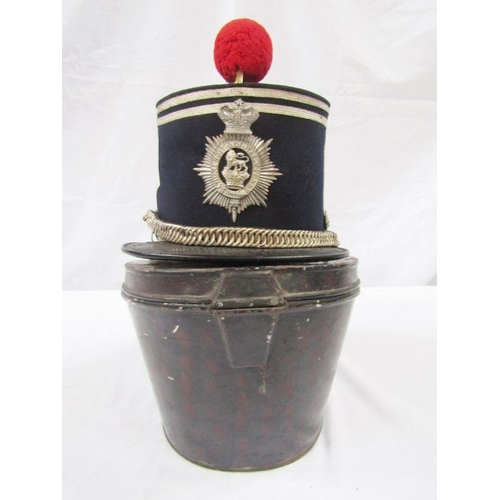 206 - Victorian officer's militia shako with militia general service shako plate, white metal chin chain a... 