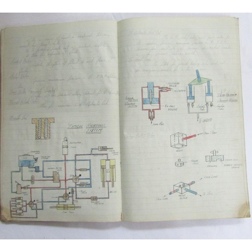 211 - WWII era leather flying helmet. Lancaster bomber flight engineer notes dated March 1944. 103 squadro... 