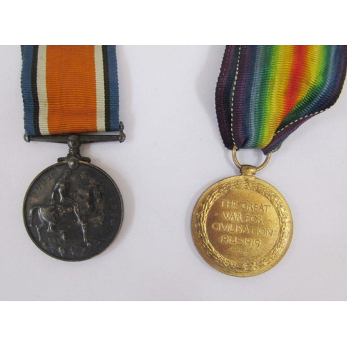 217 - WWI war and victory medals named to '254921, SPR. FJ Knowles RE'. Locket with photographs of a soldi... 