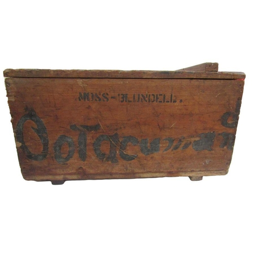 227 - Wooden military chest with 'Ootacamund' stencilled on side, a large tin trunk and a Rurki wooden cha... 