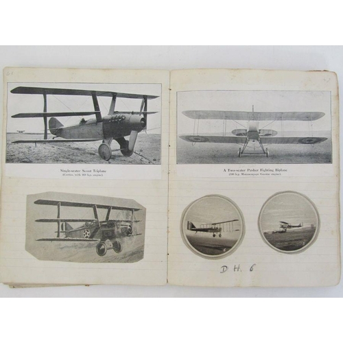 232 - A WWI era scrapbook containing numerous newspaper cuttings of WWI aircraft and some real photographs... 