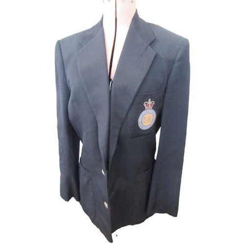 234 - Two black blazers with Life Guards blazer badges, pair of trousers and tie.