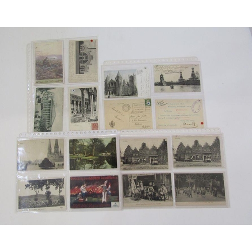 245 - Exhibition Postal History: album with 55 postally-used postcards from various international expositi... 