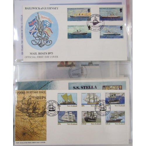 246 - GB & British Commonwealth: Maritime & motor car thematic collection in 2 high quality blue Leuchtter... 