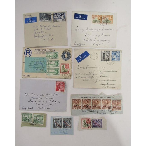 249F - Malta definitive/commemorative stamps and covers with KGVI issues up to 2/6d higher value