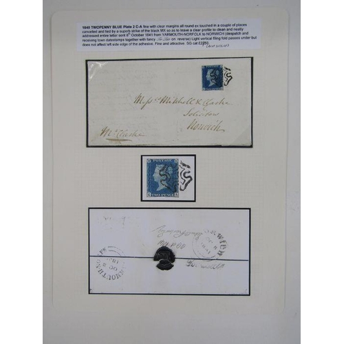 252 - GB: Twopenny Blue Plate 2 'C-A', fine, with 4 margins touched in a couple of places cancelled and ti... 