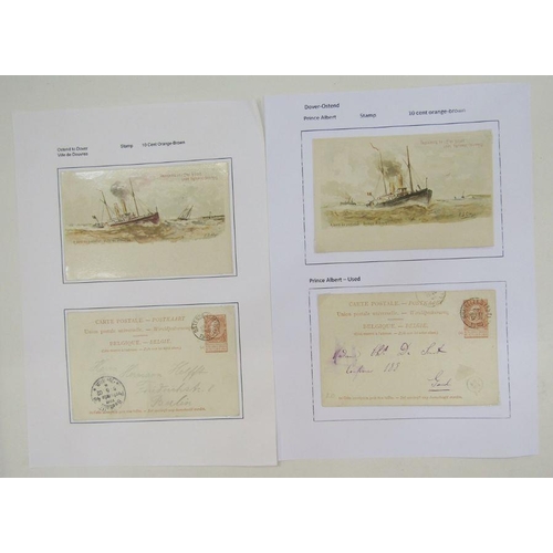 265C - Belgium: Ostend-Dover crossing collection in four black folders with used and unused postcards, phot... 