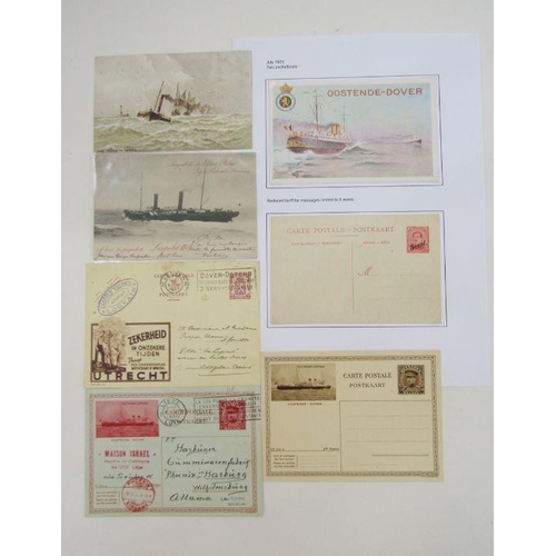 265C - Belgium: Ostend-Dover crossing collection in four black folders with used and unused postcards, phot... 