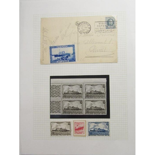 265C - Belgium: Ostend-Dover crossing collection in four black folders with used and unused postcards, phot... 