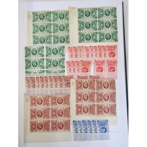 269 - GB: Box of 3 large stock books of QV-QEII mint pre-decimal definitives including regionals, commemor... 