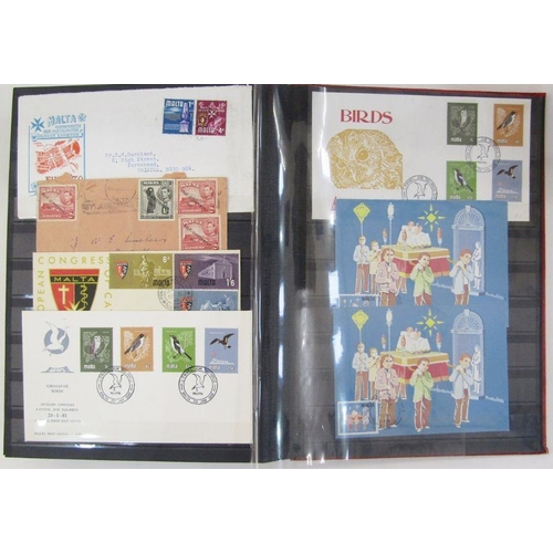 272 - Malta: Red Senator album and 2 large stock-books of QV to Republic mint and used definitives, commem... 