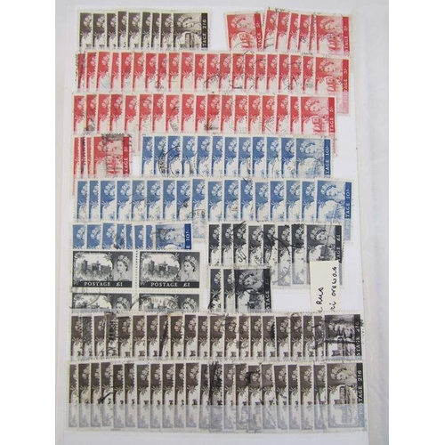 273 - GB: Box of 3 large stock-books of mostly used QV-QEII definitives, , commemoratives, officials, post... 