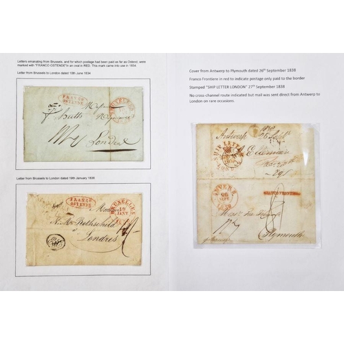 275A - Belgium: cross-channel mail and postal history collection 1731 to 1946, in black folder, 70+ sleeves... 