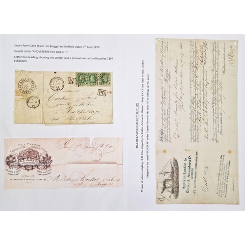 275A - Belgium: cross-channel mail and postal history collection 1731 to 1946, in black folder, 70+ sleeves... 