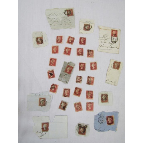 298 - GB: tin of over 150 QV entires/covers mainly 1d red from 1840s on including 1d black plate issues wi... 