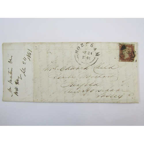 298 - GB: tin of over 150 QV entires/covers mainly 1d red from 1840s on including 1d black plate issues wi... 