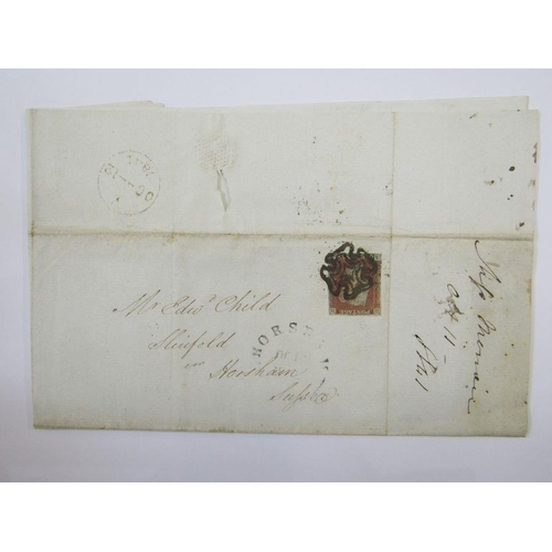 298 - GB: tin of over 150 QV entires/covers mainly 1d red from 1840s on including 1d black plate issues wi... 